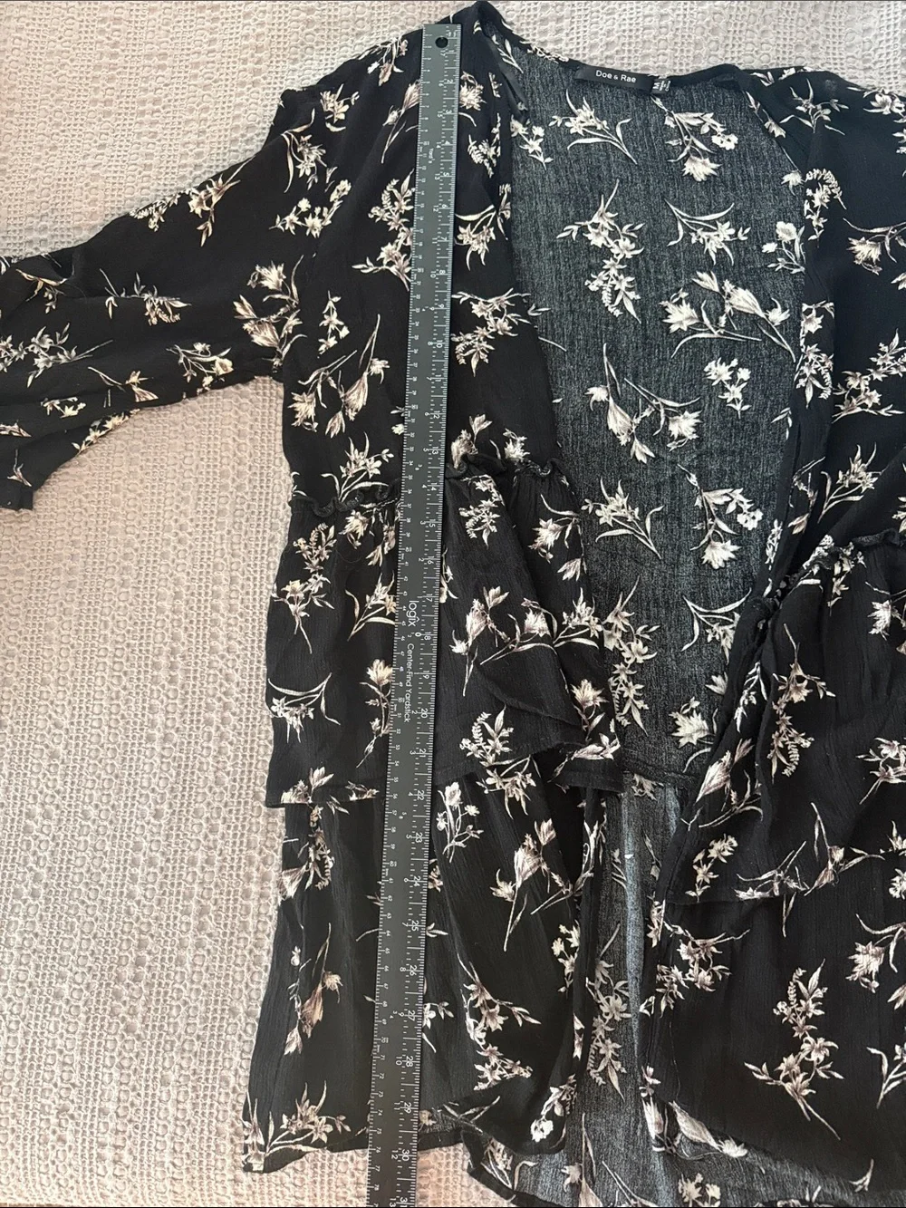 Doe & Rae Black Floral Layering Cardigan - Medium [PH0897]